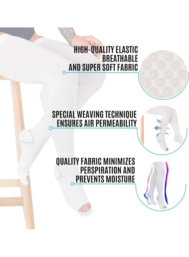 invera Anti Embolism Compression Stockings, Thigh High Unisex Ted Hose Socks 15-20 mmHg Moderate Level - Image 2